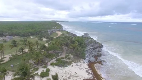 Archaeological zone of Tulum 6 Stock Footage 95642611