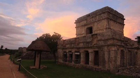 Archaeological zone of Tulum Stock Footage 95642666