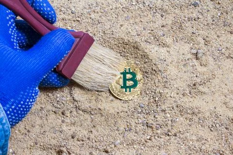 Archaeologist bitcoin. Stock Photos