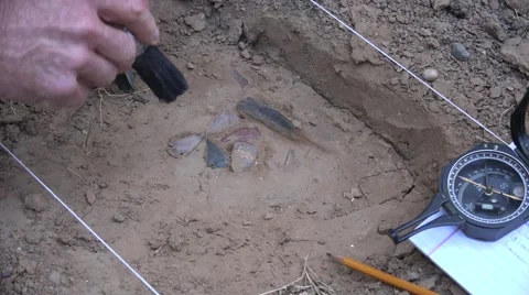 Archaeologist at a dig, arrowheads, Stock Footage 40515740