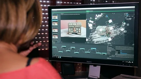 Archaeologist examine ancient arch with photogrammetry Stock Footage 112089656