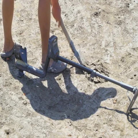 Archaeologist explore excavations of ancient city Azov using metal detector Stock Footage 69425720