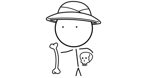 Archaeologist with fossilized bones bones bones 動画素材 294374344