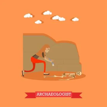 Archaeologist profession concept vector illustration in flat style Stock Illustration