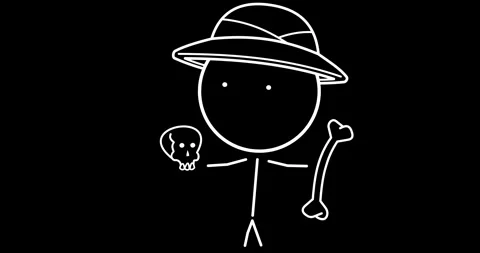 Archaeologist with a skull Stock Footage 294416912