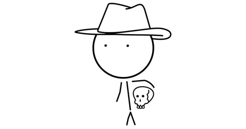 Archaeologist with a skull Stock Footage 294424233