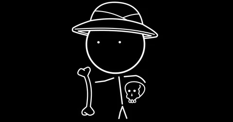 Archaeologist with a skull Stock Footage 294424360