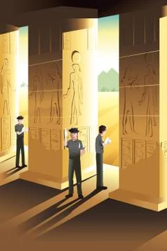 Archaeologist working at an ancient place Stock Illustration