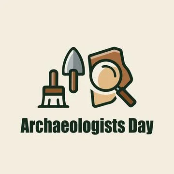 Archaeologists Day excavation tool map Stock Illustration