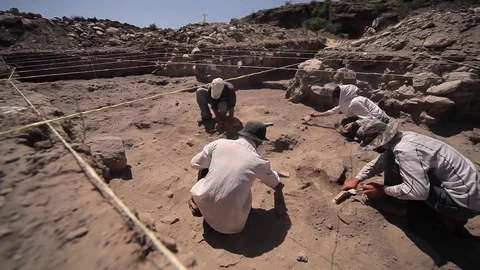 Archaeologists working Stock Footage