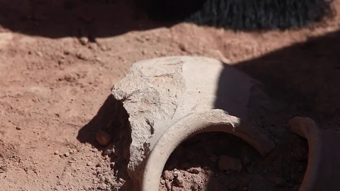 Archaeologists working, hand and tool Видео 76969523