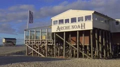 Arche Noah restaurant at the beach of St Stock Video Pond5