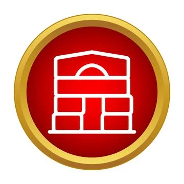 Arched brick oven icon design in red circle Stock Illustration