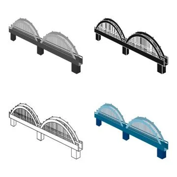 Arched bridge construction. Bridge single icon in cartoon style vector symbol Stock Illustration