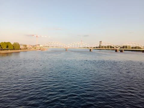 Arched Bridge Over the River in Riga, Latvia Stock Photos
