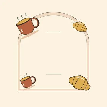 Arched cafe menu frame with coffee accents. Editable ornamental frame with an Stock Illustration