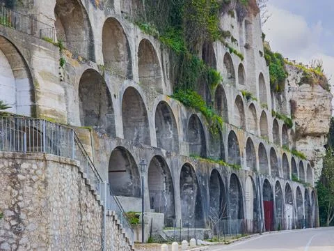 Arched cliffside structure in Tropea, Calabria, Italy - 17 April 2026 Stock Photos