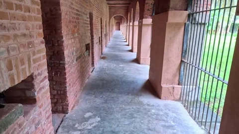 Arched Corridor and Cells of Historic Cellular Jail in Port Blair Vídeos de archivo 342032865