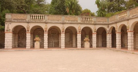 Arched Courtyard Arcade at Castle Hill in Nice France Stock Footage 345072397