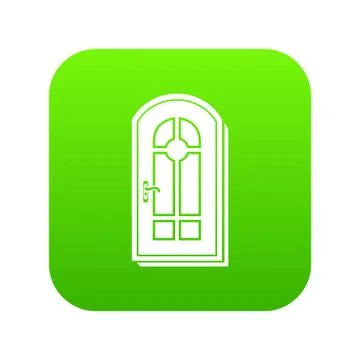 Arched door icon green vector Illustration