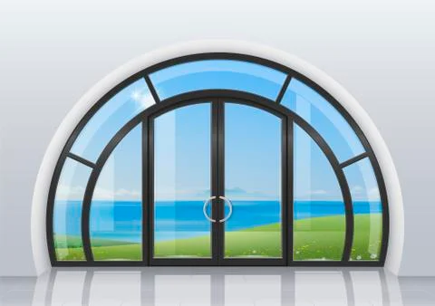Arched door with window Stock Illustration