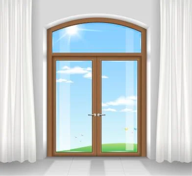 Arched double doors Stock Illustration
