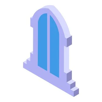 Arched double window illuminating building with soft light Ilustración de archivo