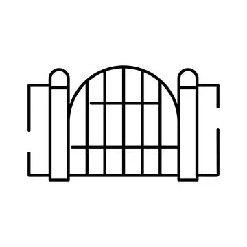 Arched gate line icon representing security and entry Ilustración de archivo