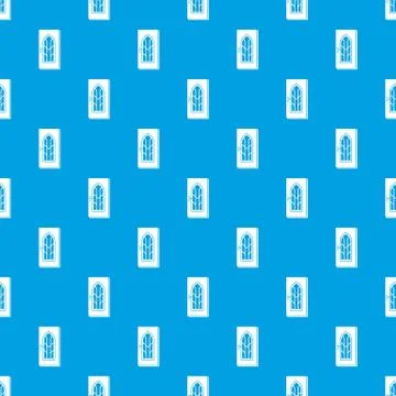 Arched glass door pattern seamless blue Illustration