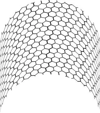 Arched hexagon mesh grid with fish eye lens effect. Stock Illustration