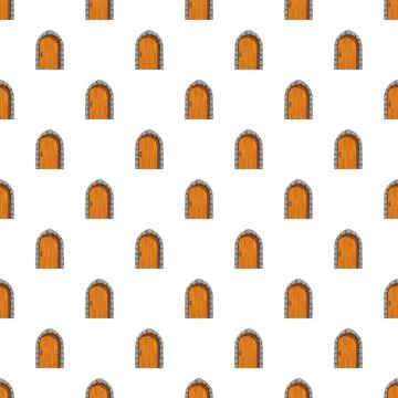 Arched medieval door pattern forming a seamless background Stock Illustration