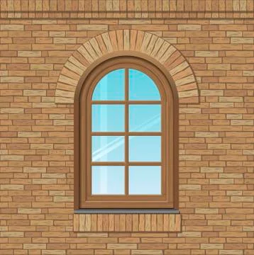 Arched old window Stock Illustration