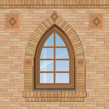 Arched old window Stock Illustration