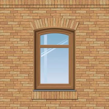Arched old window Stock Illustration