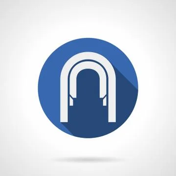 Arched passage blue round flat vector icon Stock Illustration