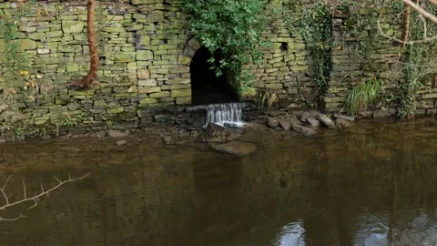 Arched riverside culvert Stock Footage 167008255