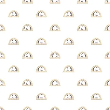 Arched stone prison windows with metal bars seamless pattern Stock Illustration