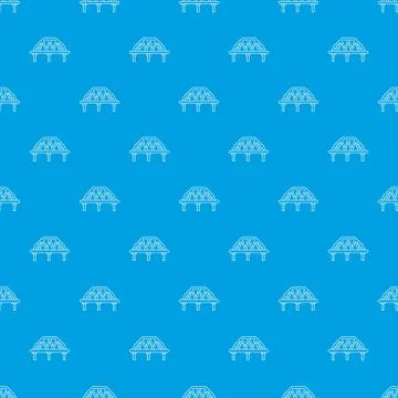 Arched train bridge pattern vector seamless blue Stock Illustration
