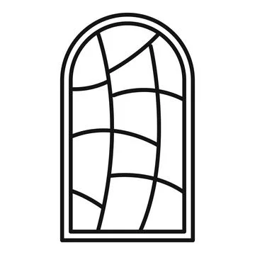 Arched window with abstract stained glass design 스톡 일러스트