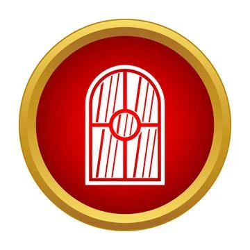 Arched window architectural element in red circle icon 스톡 일러스트