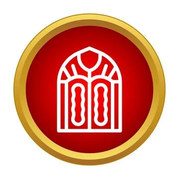 Arched window architectural icon with red circular frame Illustrazione stock