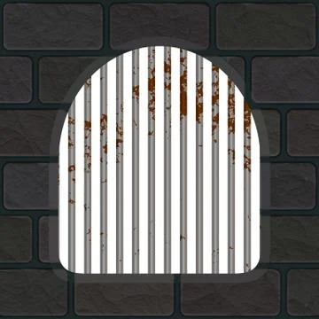 Arched window in  brick wall Stock Illustration