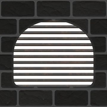 Arched window in  brick wall Stock Illustration