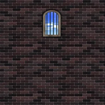 Arched window in  brick wall Stock Illustration