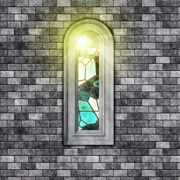Arched window in  brick wall Stock Illustration