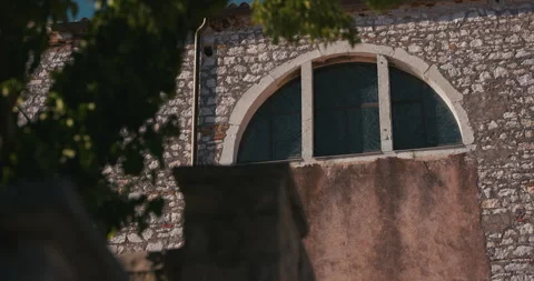Arched Window on Church of Saint Euphemia in Rovinj Stock Footage 335347641