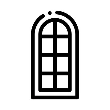 Arched window consisting of square glasses icon vector outline illustration Stock Illustration