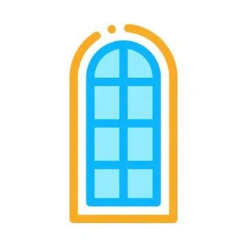 Arched window consisting of square glasses icon vector outline illustration Stock Illustration