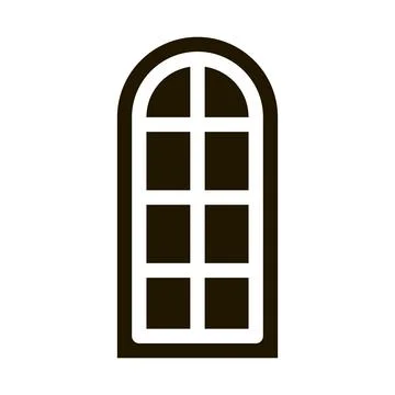 Arched window consisting of square glasses icon Vector Glyph Illustration Stock Illustration