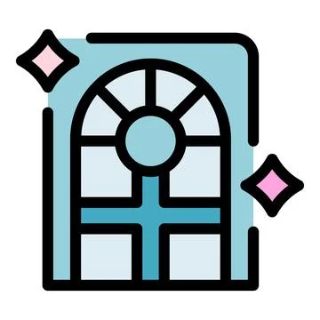 Arched window with cross design shining brightly 스톡 일러스트